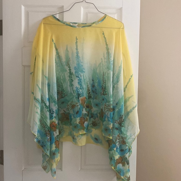 Sheer, impressionist-inspired print top - Picture 1 of 3